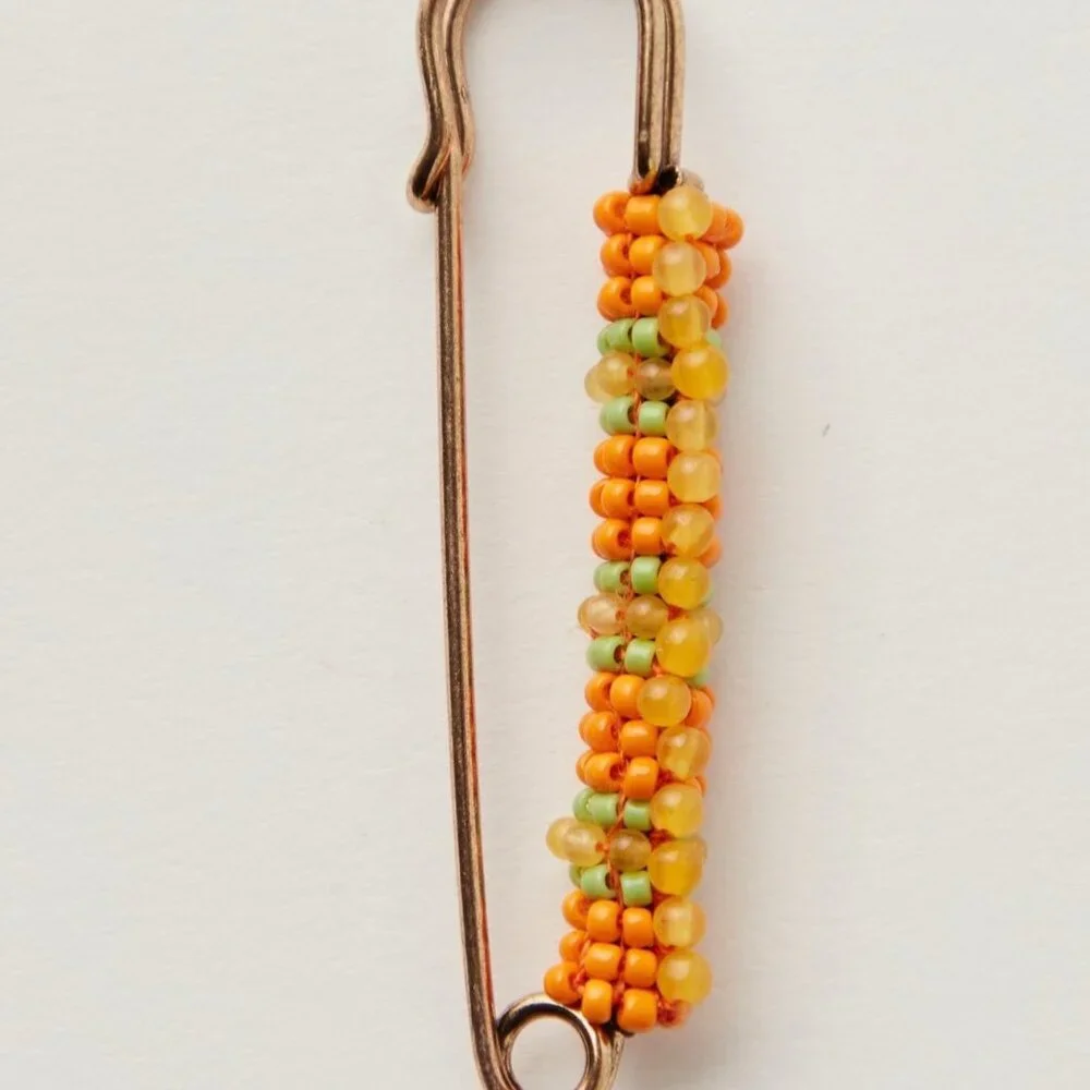 NWT Free People Beaded Shoe Pin in Orange/Green - Picture 2 of 3